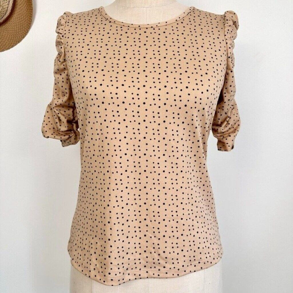 Jules & Leopold Women's Half Sleeve Ruched Top Womens Sz Small Beige Nude